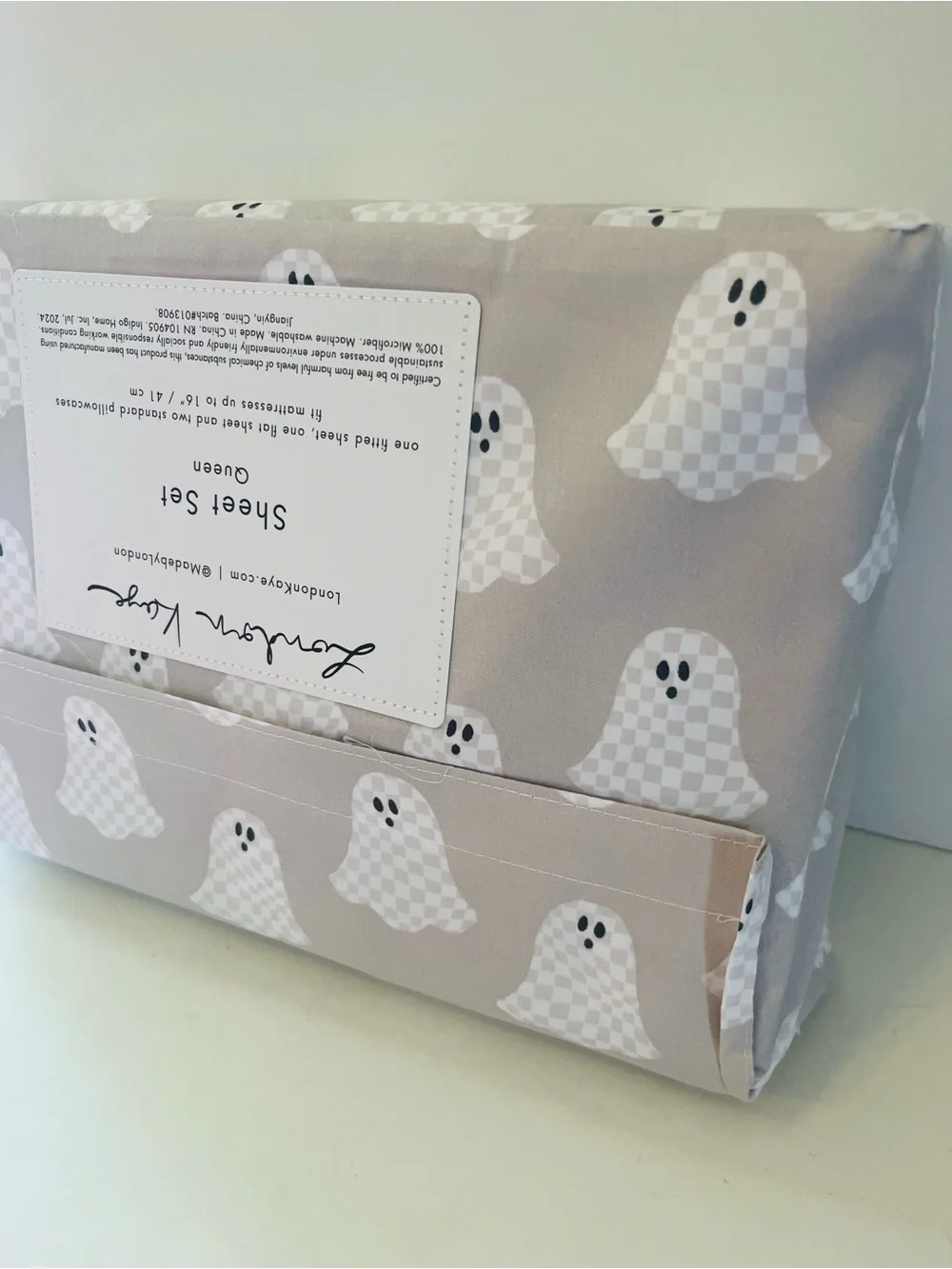 Stay Spooky & London Kaye Halloween Lot of 2 Queen Size Ghost Sheet Sets